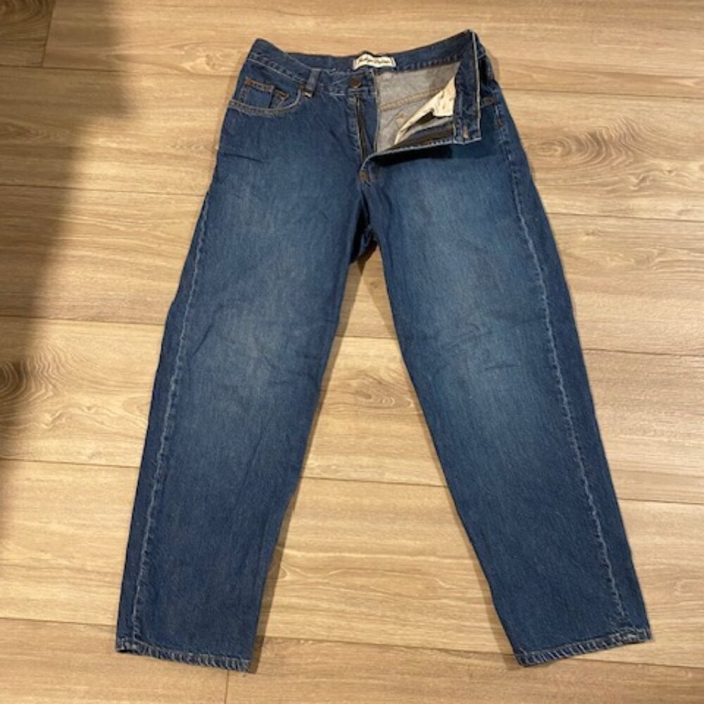 TB Indigo Palms Mens Jeans 32x30 Blue Dark Wash Cotton Relaxed Straight Fit